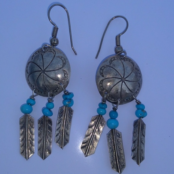 VTG 925 Southwestern N.A. Turquoise Silver  Concho - Picture 2 of 8